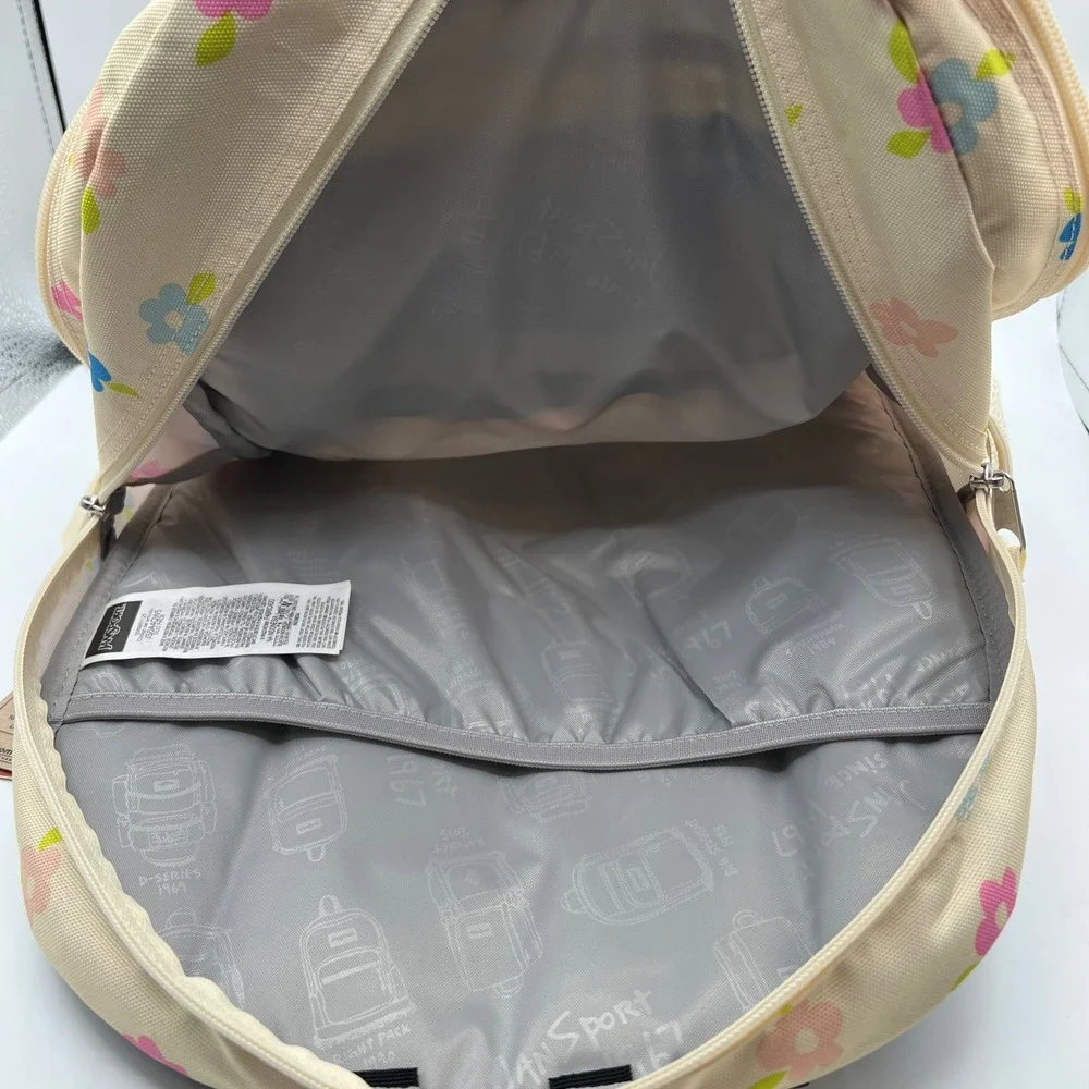 NWT JanSport Duo Pack Backpack Floral Cutout Cream Multi 32L BACK T SCHOOL